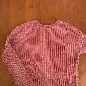 Cropped Pink Ribbed Chenille Sweater Forever 21